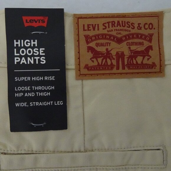 Levi's Wide Leg Pants Women's Size 27x32 Beige Twill High Loose Taper - Picture 7 of 11